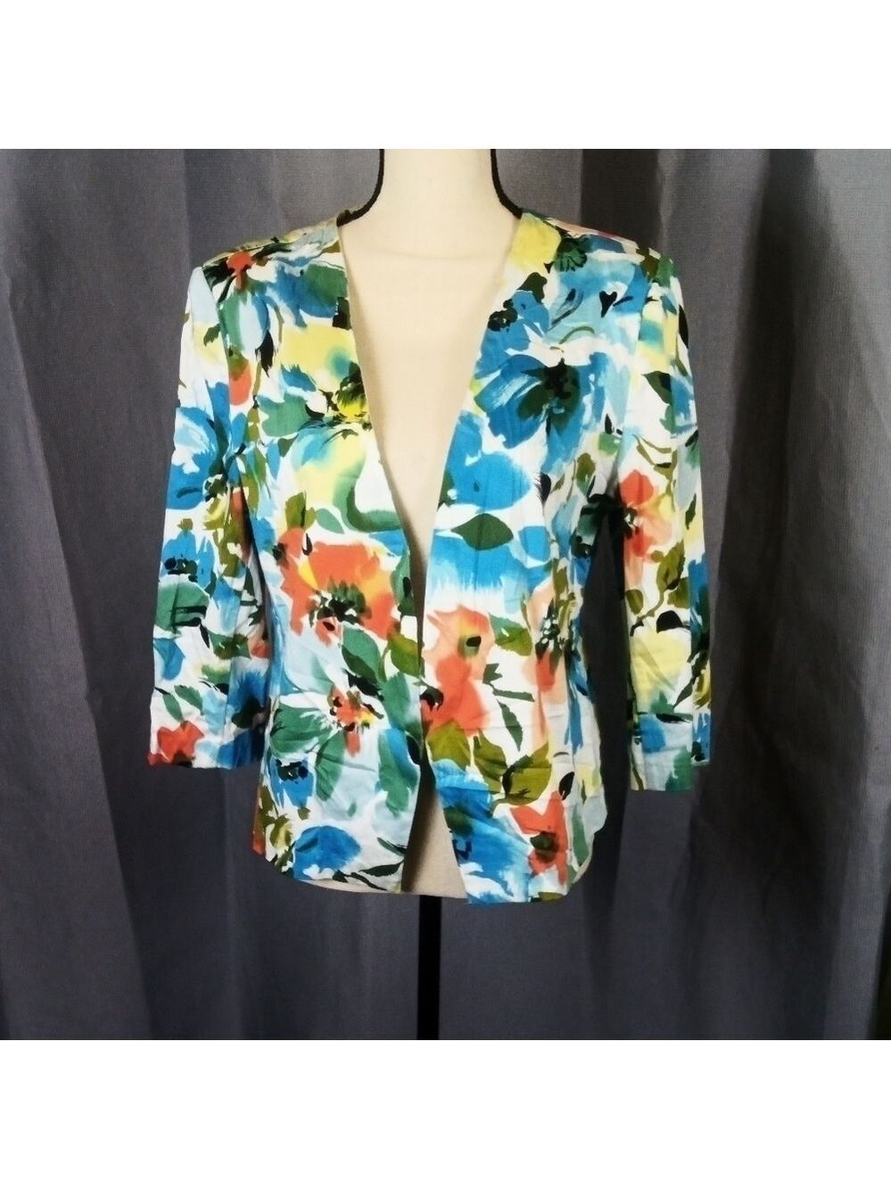 Kim Rogers Floral Jacket Large Multi Color